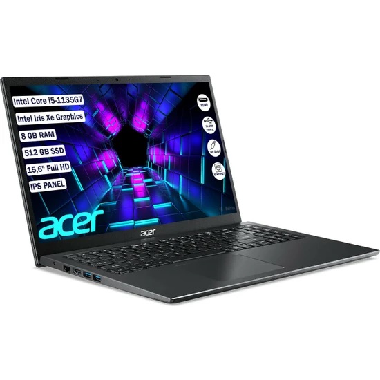 ACER Extensa EX215 i5 1135G7 12GB 512GB SSD 15.6 Full HD Free Dos Taşınabilir Bilgisayar Siyah HC