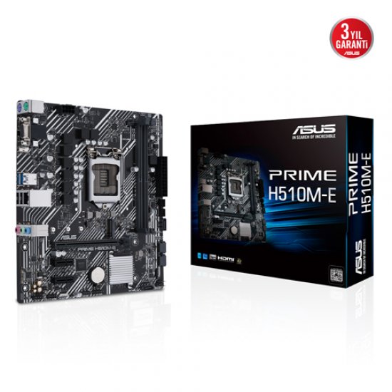 ASUS INTEL PRIME H510M-E DDR4 3200(OC) VGA HDMI DP GLAN M.2 1200P USB 3.2 (10-11. Nesil)