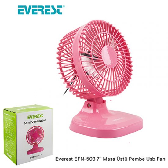 Everest EFN-503 7 Usb Plastik Masaüstü Vantilatör Pembe