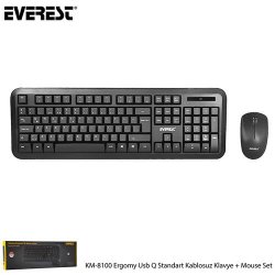 EVEREST KM-8100 Q Kablosuz Siyah Multimedya Klavye/Mouse Set