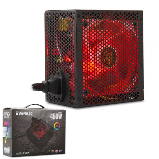 EVEREST RGB-450A REAL-400W 450W Power Supply 12cm RGB Led Fanlı