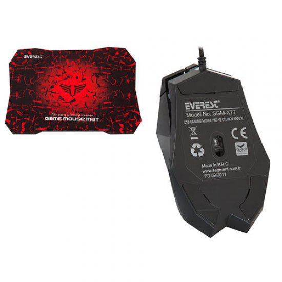 Everest SGM-X77 Usb Siyah Gaming Mouse+Mouse Pad