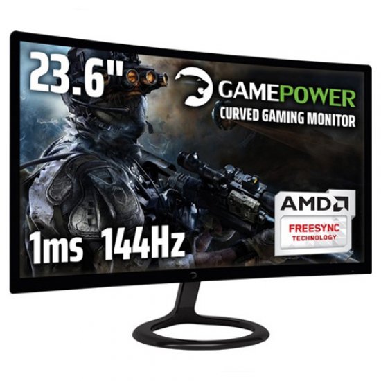 GAMEPOWER 23.6 GPR24C144 1Ms D-SUB,HDMI Curved Gaming Monitör Siyah