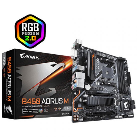 GIGABYTE AMD B450 AORUS M B450 DDR4 HDMI DVI PCIE 16x AM4 SATA3 M2 PCIE NVME