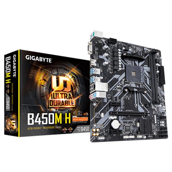 GIGABYTE AMD B450M-H B450 DDR4 M2 PCIE NVME HDMI, D-Sub GLAN AMD AM4