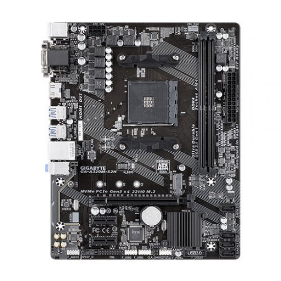 GIGABYTE AMD GA-A320M-S2H DDR4 HDMI DVI M.2 AM4