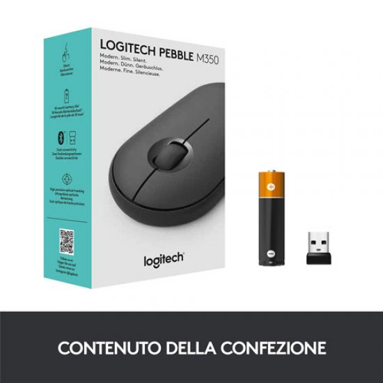 Logitech M350 910-005718 Kablosuz/Bluetooth Optic PEBBLE GRAPHITE Mouse