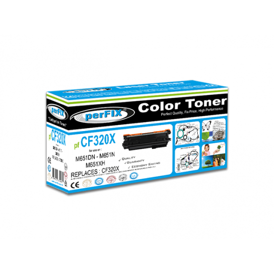 perFIX PF CF320X-SİYAH (653X)-MFP M680 YÜKSEK KAPASİTE TONER 20,5K