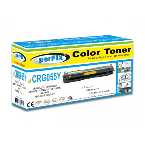 perFIX PF CRG055Y CHİPSİZ SARI TONER 2,1K