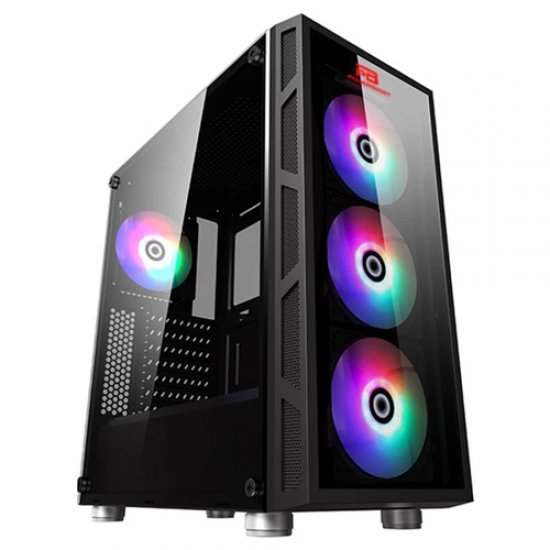 PowerBoost VK-G2052S 650w 80+ ATX, Temp.Glass Siyah Led RGB Rainbow fan Mid Tower Gaming Kasa