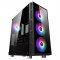 PowerBoost VK-G2052S 650w 80+ ATX, Temp.Glass Siyah Led RGB Rainbow fan Mid Tower Gaming Kasa