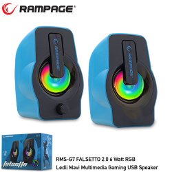 RAMPAGE RMS-G7 FALSETTO 1+1 6 W USB 5V RGB LEDLI Mavi Hoparlör