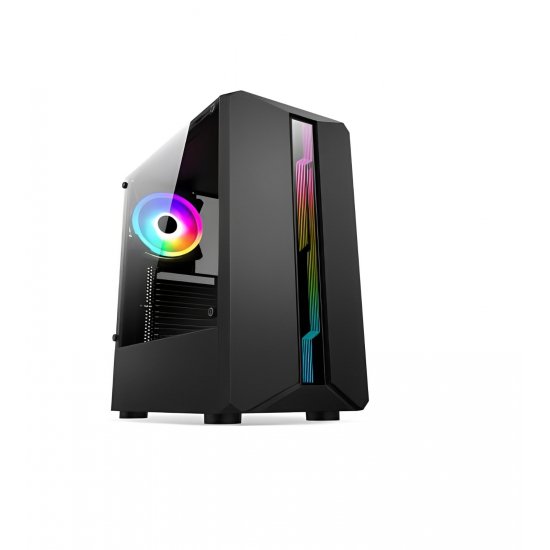 REVENGE SPIRIT 400W TEMPERLI CAM SIYAH Rainbow RGB Fan Atx Kasa