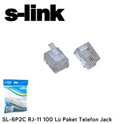 S-LINK SL-6P2C 100 Adet RJ11 Konnektör