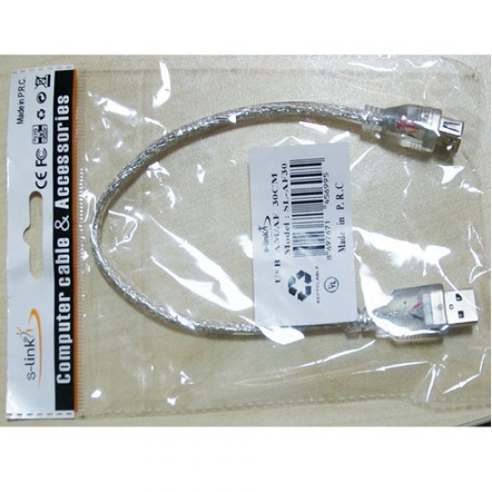 S-LINK SL-AF30 Şeffaf Usb 2.0 E/D Usb Uzatma Kablo ( 0.30 Cm )