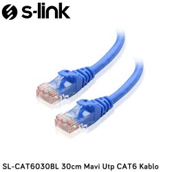 S-LINK SL-CAT6030BL Cat6 Utp 30cm Mavi Patch Kablo