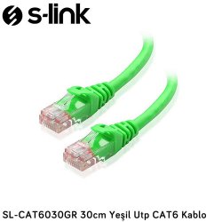 S-LINK SL-CAT6030GR Cat6 Utp 30cm Yeşil Patch Kablo