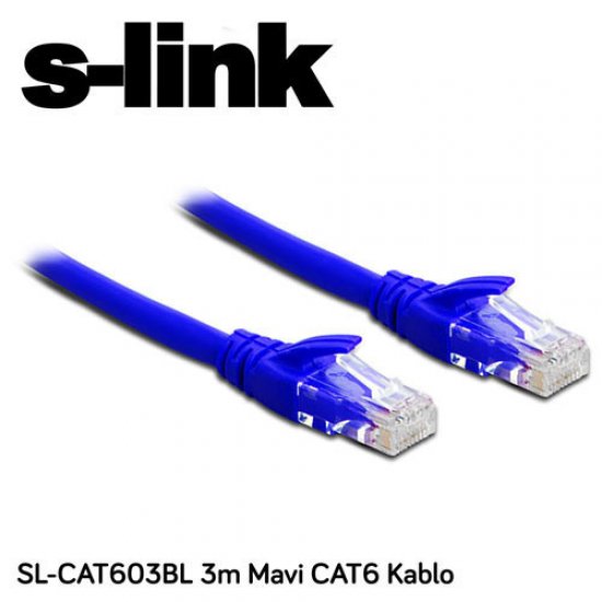 S-LINK SL-CAT603BL Cat6 Utp ( 3 Metre ) Mavi Patch Kablo