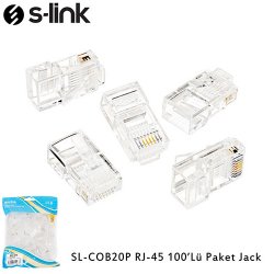 S-LINK SL-COB20P 100 LÜ PAKET Rj45 Konnektör Yeni Nesil Jack UTP