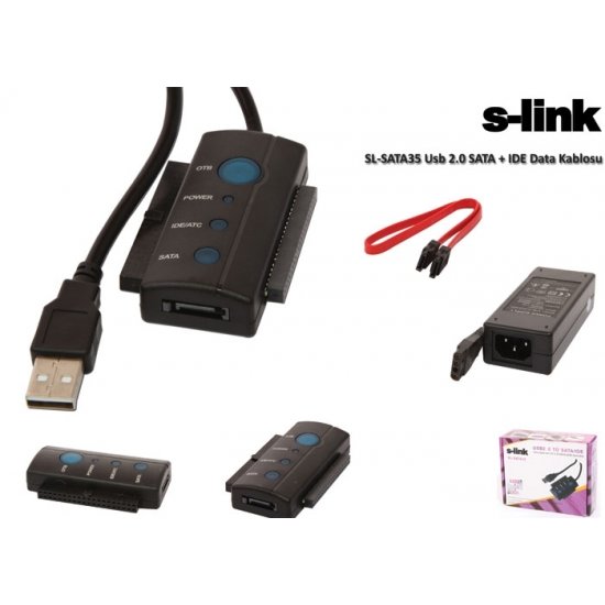 S-LINK SL-SATA35 Usb 2.0 SATA + IDE Data Kablosu Usb to İde/Sata Çevirici Adaptör