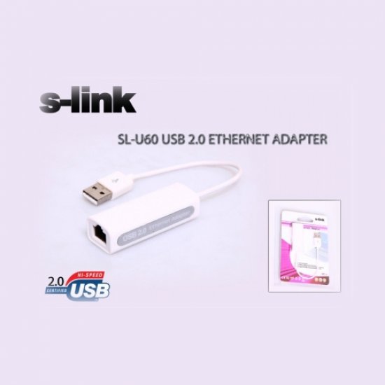 S-LINK SL-U60 Usb 2.0 To LAN Çevirici Ethernet Adaptör Win10 Uyumlu