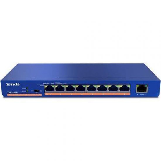 TENDA 9 Port TEF1109P 10/100 8x POE Switch (63W)