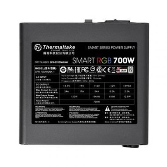 THERMALTAKE Smart 700W 80+ Power Supply 12cm RGB Led Fanlı PS-SPR-0700NHSAWE-1