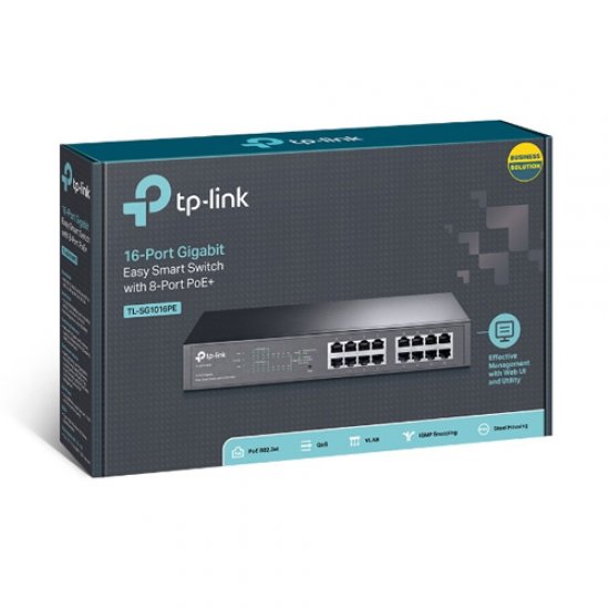 TP-LINK 16 Port JetStream TL-SG1016PE 10/100/1000 Web Yönetilebilir 8x PoE Easy Smart Switch