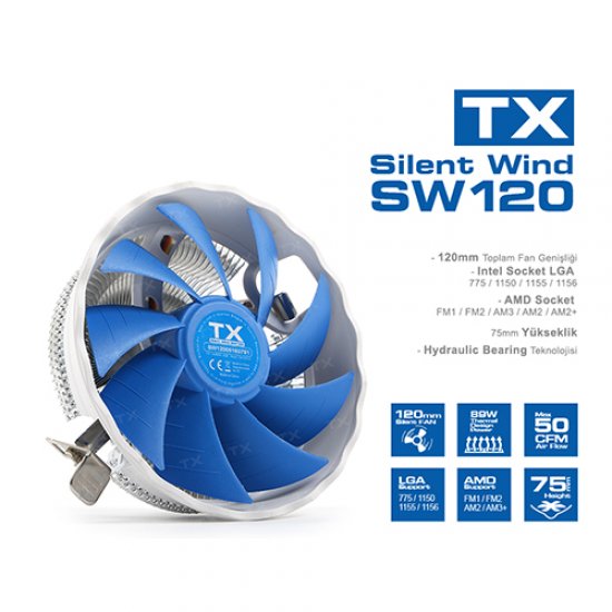 TX Silent Wind 120 TXCCSW120 Alüminyum İşlemci Soğutucusu