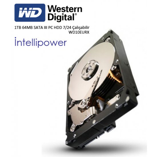 WD 3.5 AV - GP 1TB 7200 RPM 64MB SATA3 PC HDD WD10EURX (7/24 Çalışma)