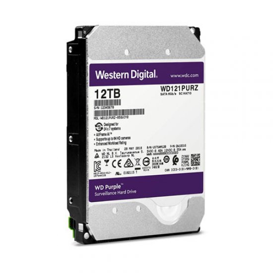 WD 3.5 PURPLE 12TB INTELLIPOWER 256MB SATA3 Güvenlik HDD WD121PURZ (7/24)