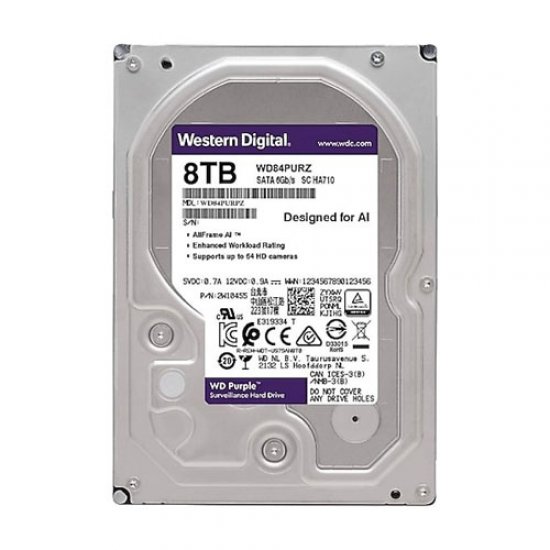 WD 3.5 PURPLE 8TB 128MB SATA3 Güvenlik HDD WD84PURZ (7/24)