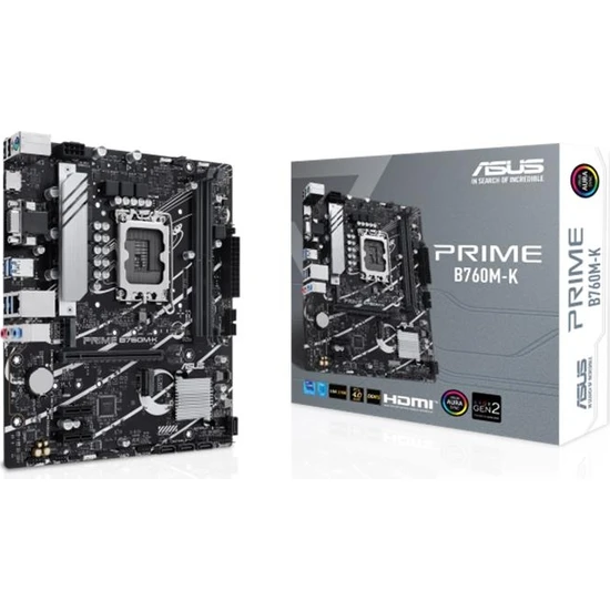 ASUS INTEL PRIME B760M-K D5 DDR5 8000(OC) VGA HDMI 2.5Gbit LAN M.2 16x 1700P USB 3.2 Gen1, Gen2 (12-13. Nesil)