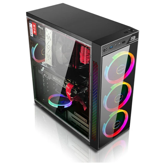 PowerBoost VK-C12B 600W 80 PLUS Tempered Glass Siyah USB 3.0 ATX, RGB fan Atx Kasa